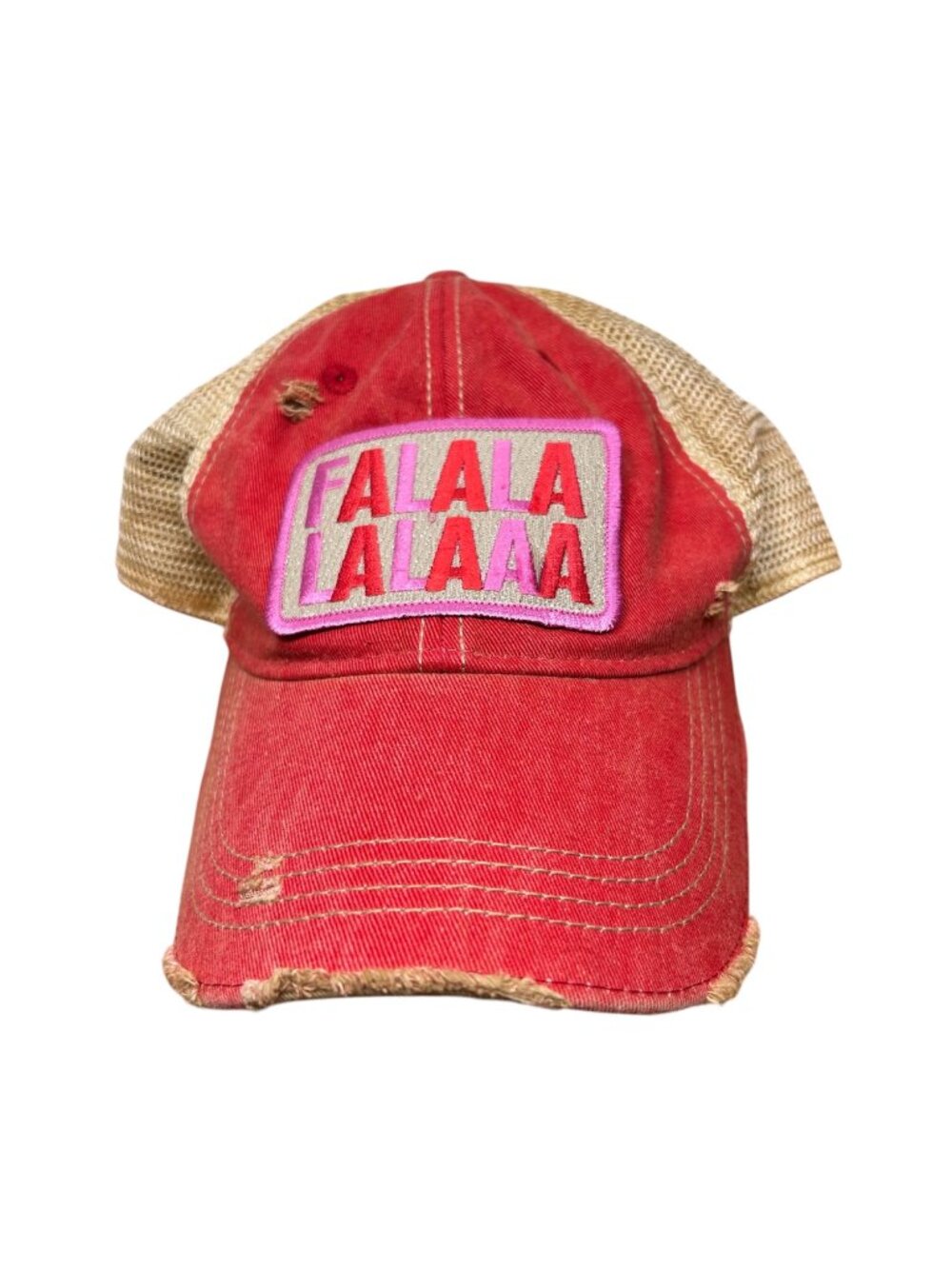 FaLaLa Hat SnapBack Christmas Holiday Red Graphic Mesh